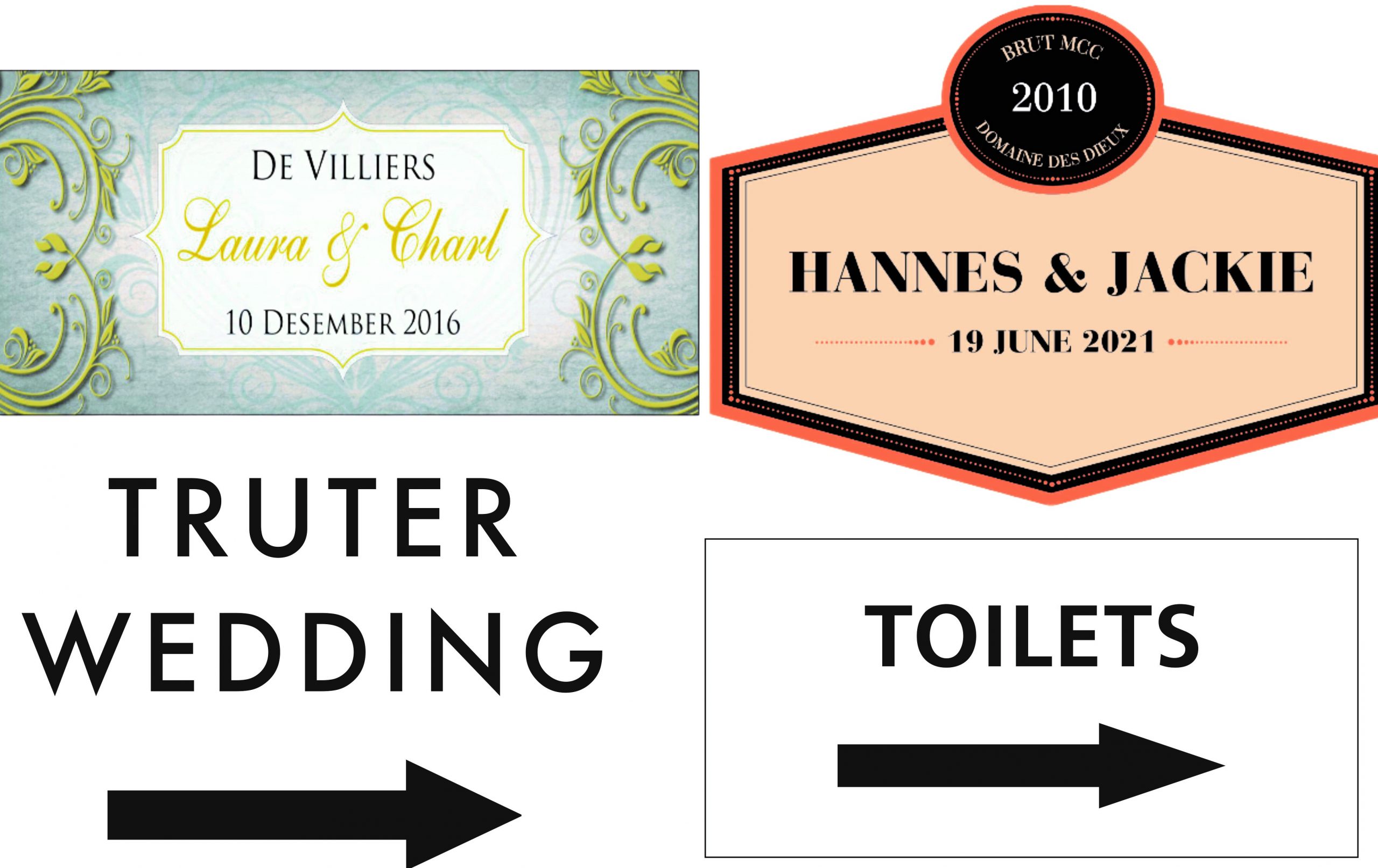 wedding labels and direction